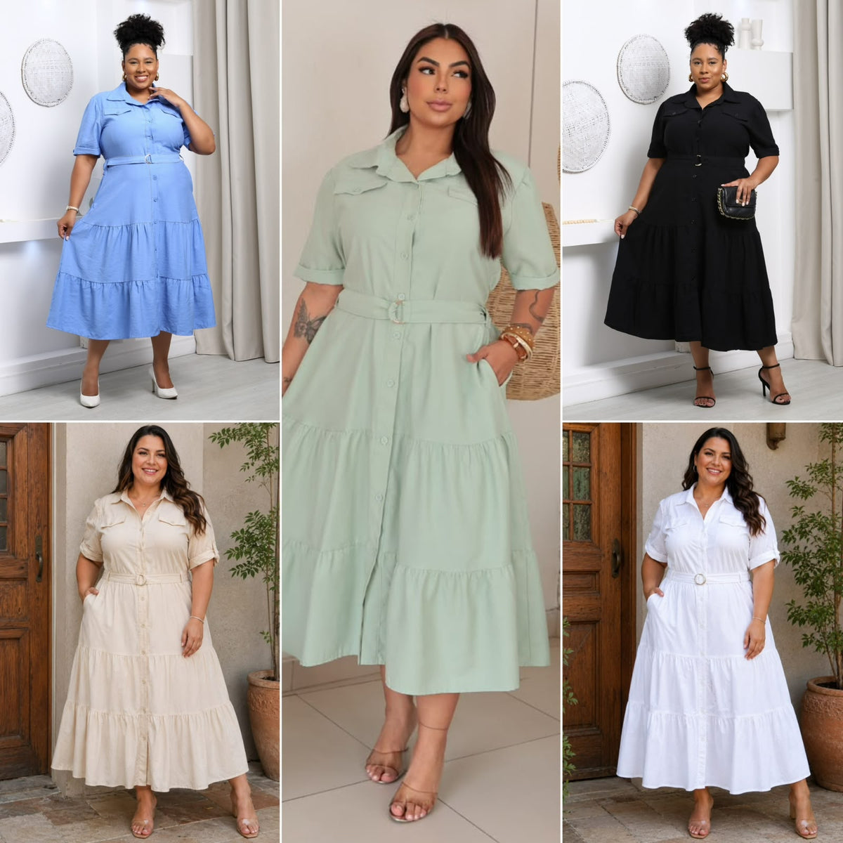 Vestido Midi Plus Size com Bolso Sensorial