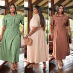 Conjunto Midi Plus Size de Blusa e Saia - Tecido Sensorial Marrant