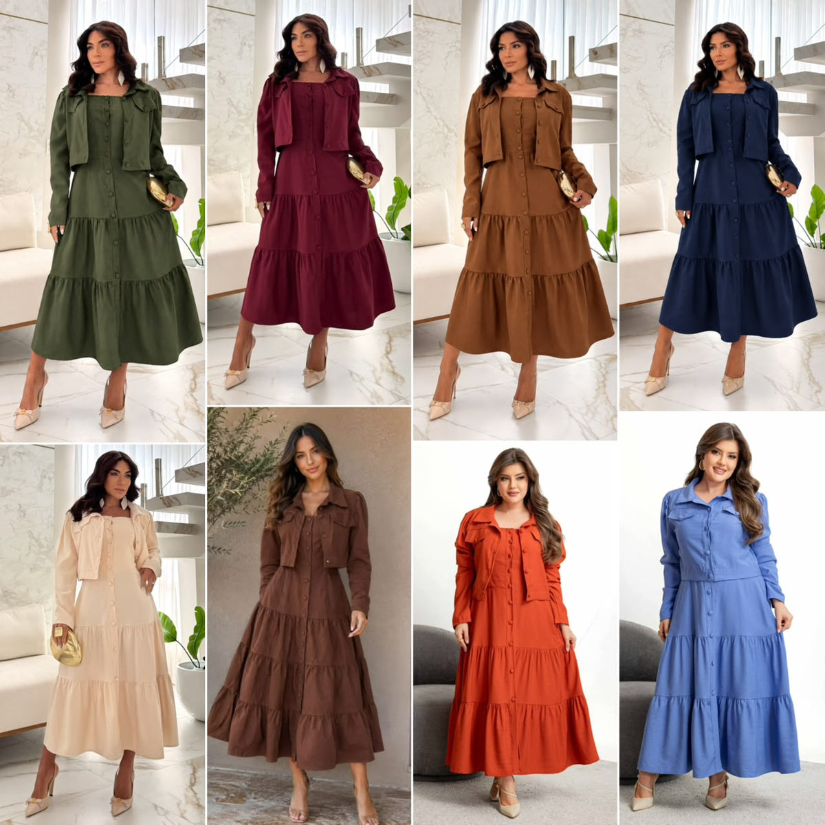 Conjunto de 2 Peças com Blusa de Manga Curta e Vestido - Tecido Sensorial