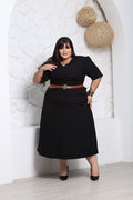 Vestido Midi Plus Size com Cinto - Tecido Sensorial