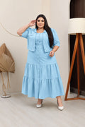 Conjunto Plus Size de 2 Peças com Blusa de Manga Curta e Vestido - Tecido Sensorial