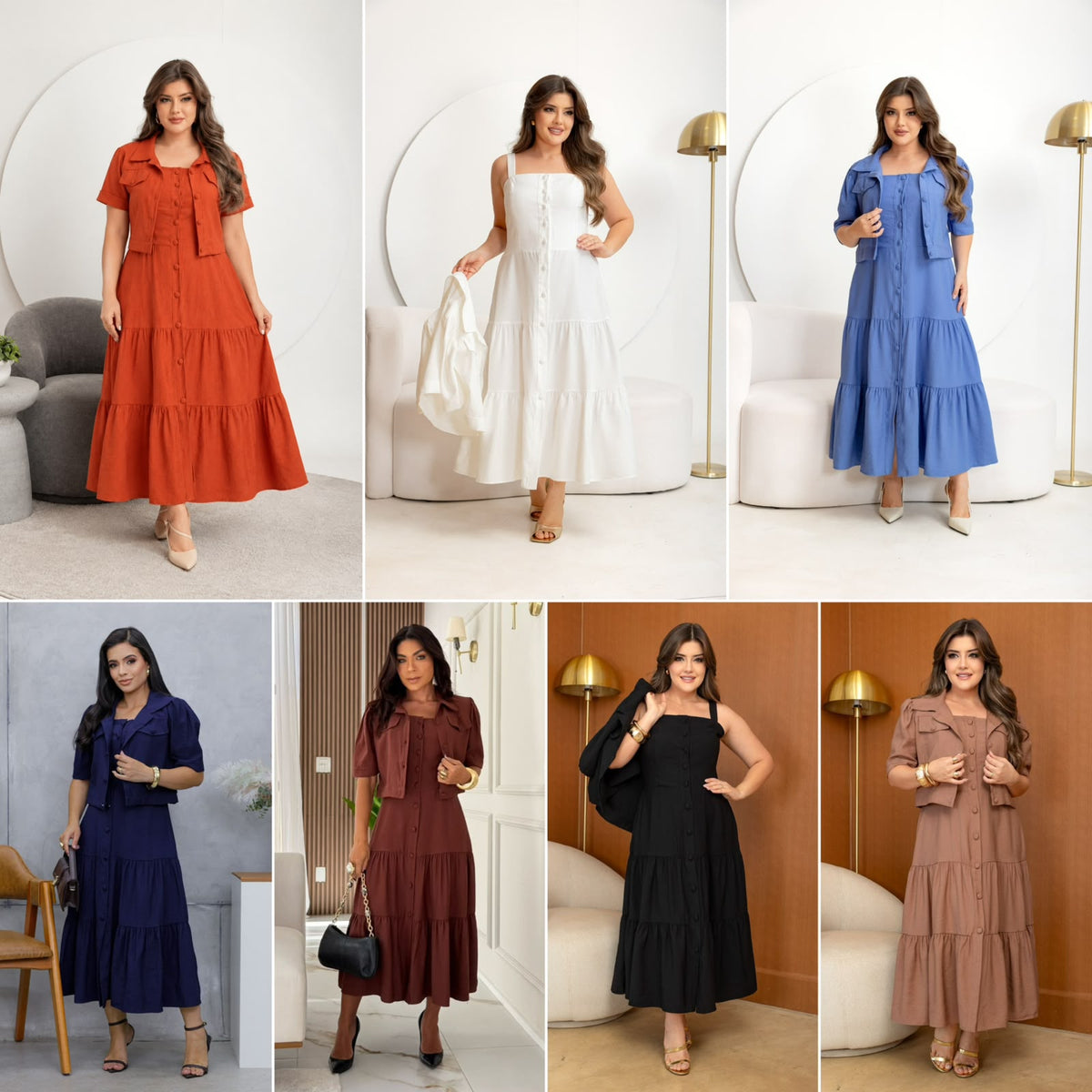 Conjunto de 2 Peças com Blusa de Manga Curta e Vestido - Tecido Sensorial