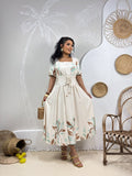 Vestido com Regulagem na Cintura - Tecido Jacquard