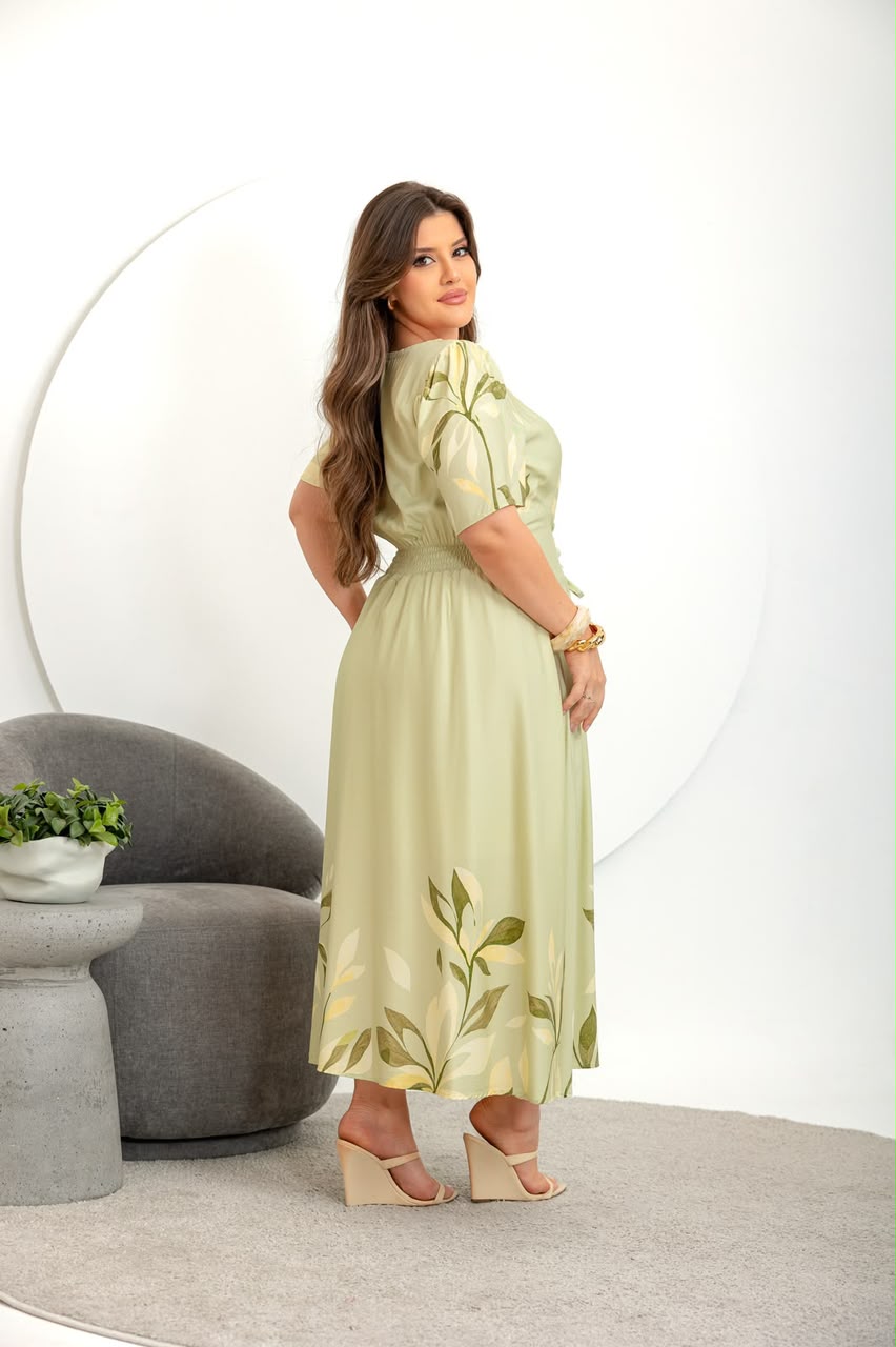 Vestido com Regulagem na Cintura - Tecido Jacquard