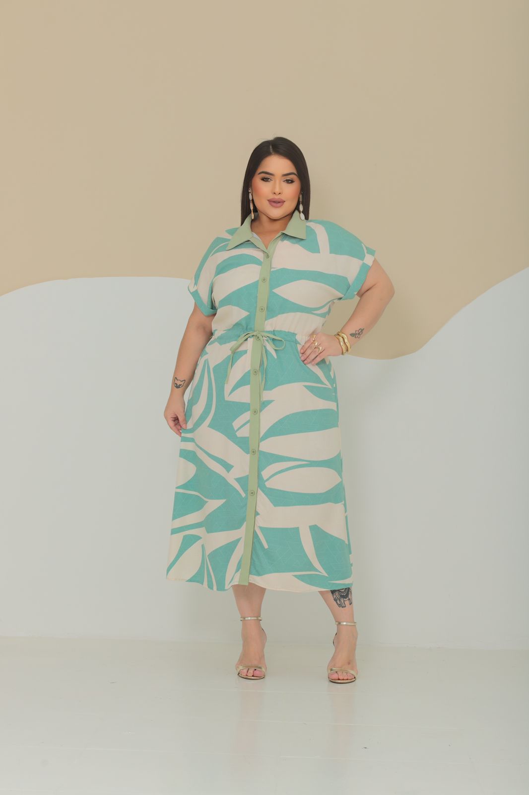 Chemise Plus Size Bicolor - Tecido Jacquard
