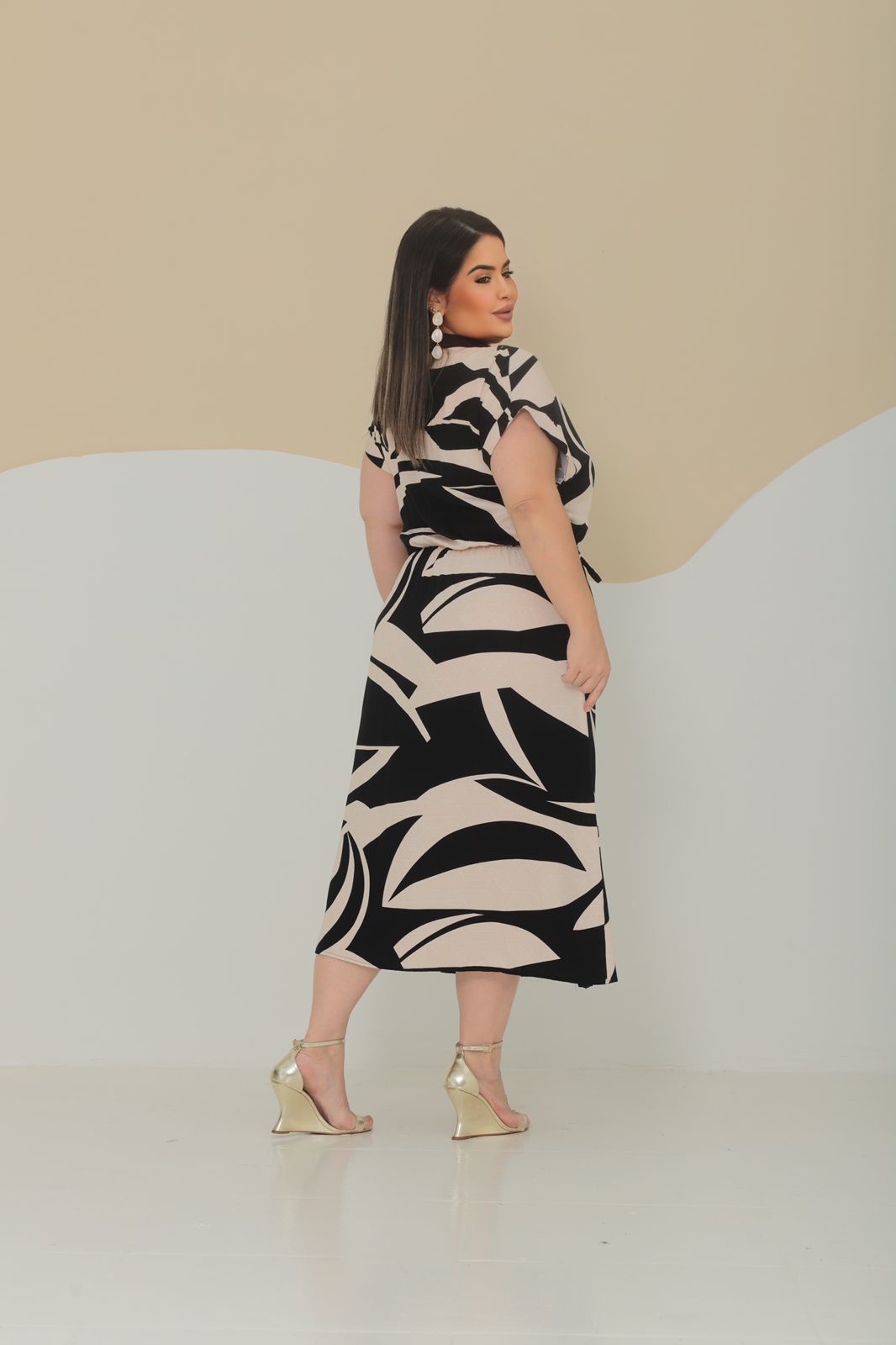 Chemise Plus Size Bicolor - Tecido Jacquard