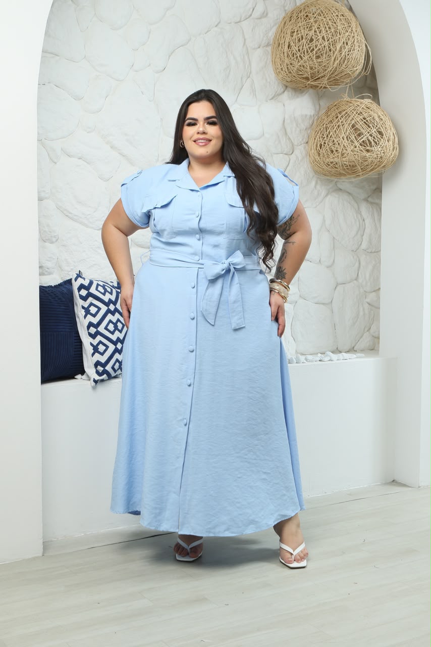 Chemise Plus Size Lisa com Detalhes nos Ombros - Tecido Sensorial