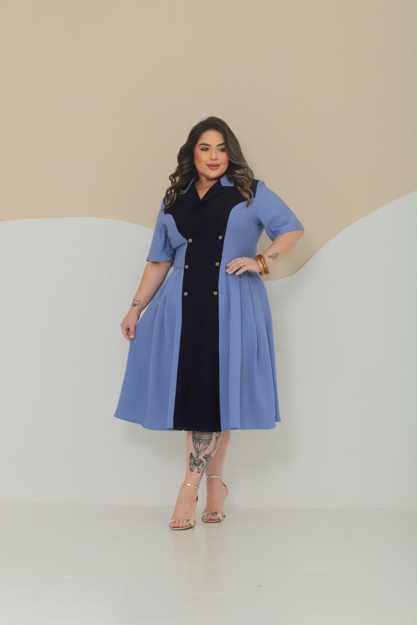 Vestido Plus Size Bicolor – Tecido Sensorial