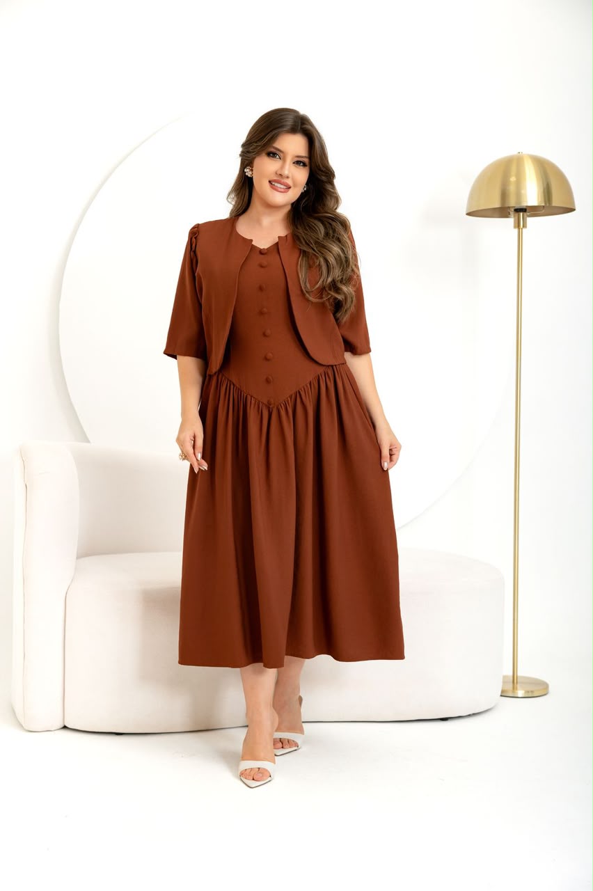 Conjunto Feminino de 2 Peças com Vestido e Blusa – Tecido Sensorial