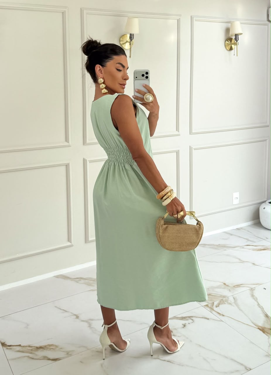 Conjunto Feminino de 2 Peças com Vestido e Blusa – Tecido Sensorial