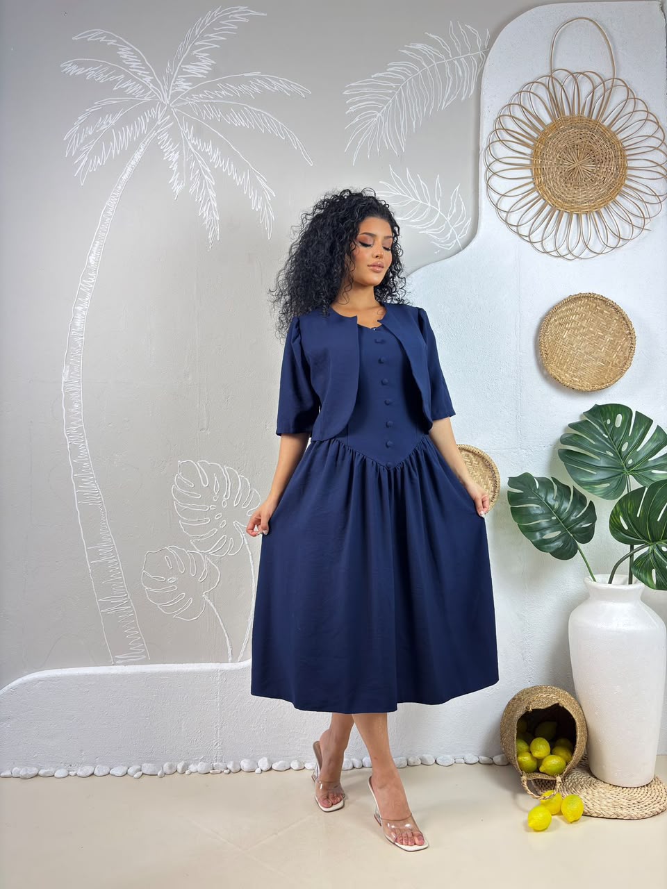 Conjunto Feminino de 2 Peças com Vestido e Blusa – Tecido Sensorial